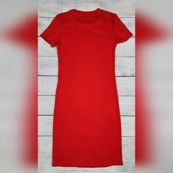 Zara, Coral Red Mini Dress Size Medium - Picture 2 of 9